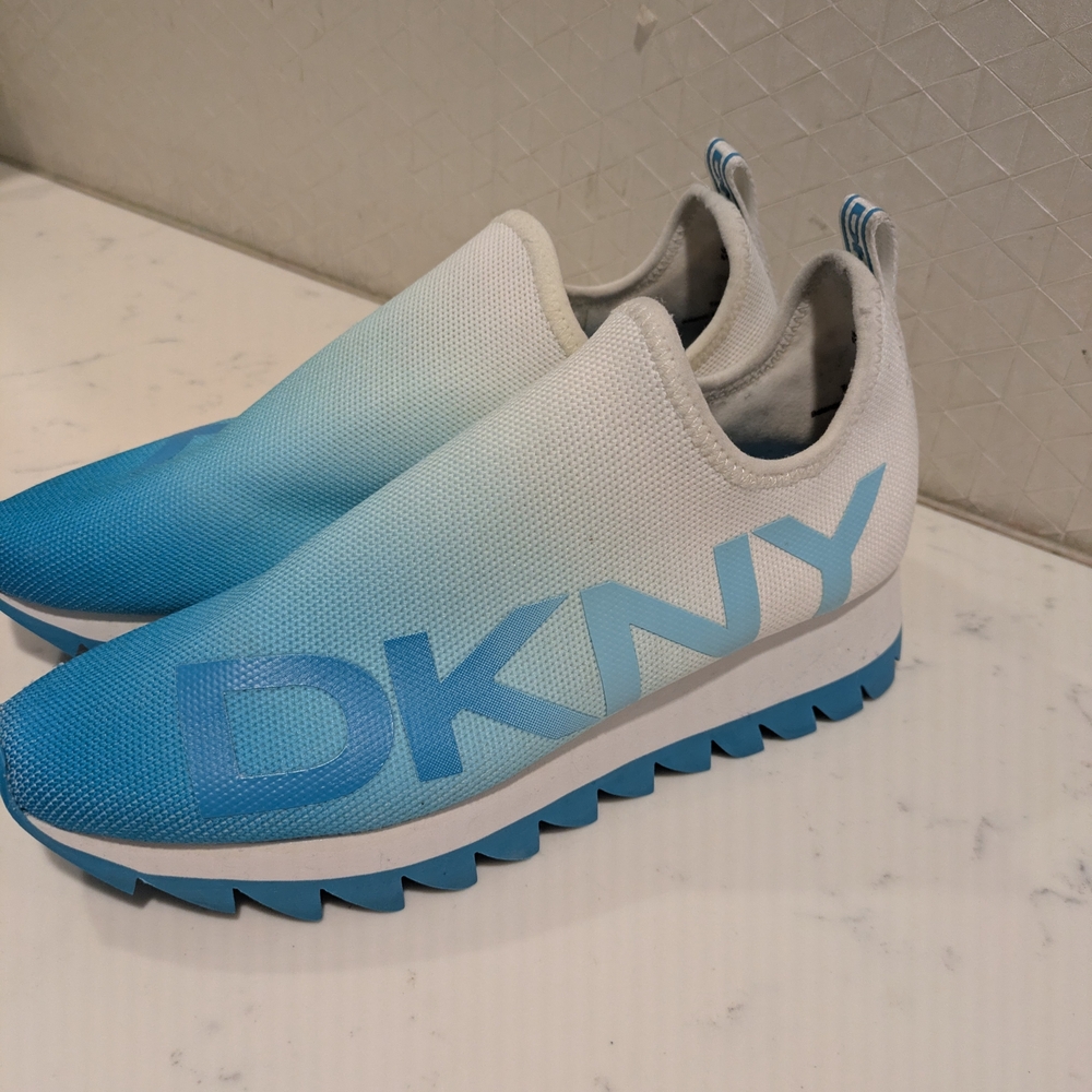 DKNY Blue and White Athletic Shoes
